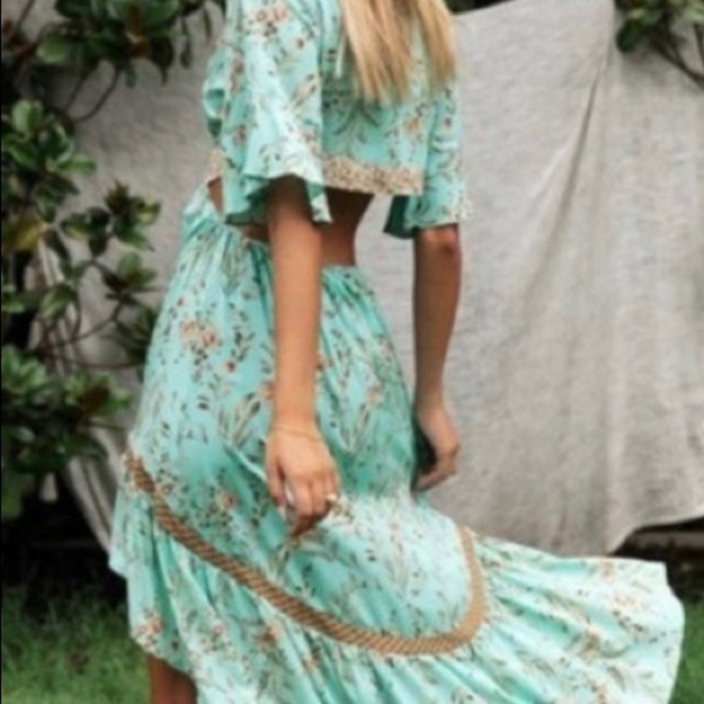 🔥NWT BESTSELLER🔥PRINT MINT GREEN BOHO DRESS. - Picture 7 of 7